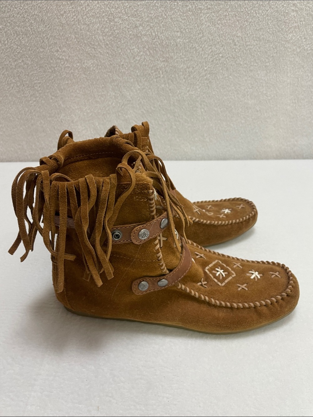 Sam Edelman Katherine Fringe Suede Moccasin Booties